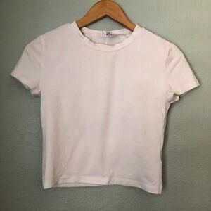 DIVIDED H&M Classic White Crop Top  T-Shirt Medium